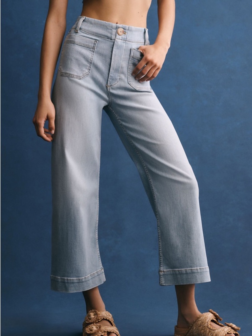 Maeve Anthropologie The Denim Colette Cropped Wide-Leg Jeans